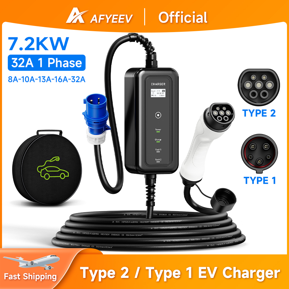 Portable Ev Charger 32A Type 2 Cee Plug - AFYEEV Przenośna ładowarka samochodowa Wallbox Type2